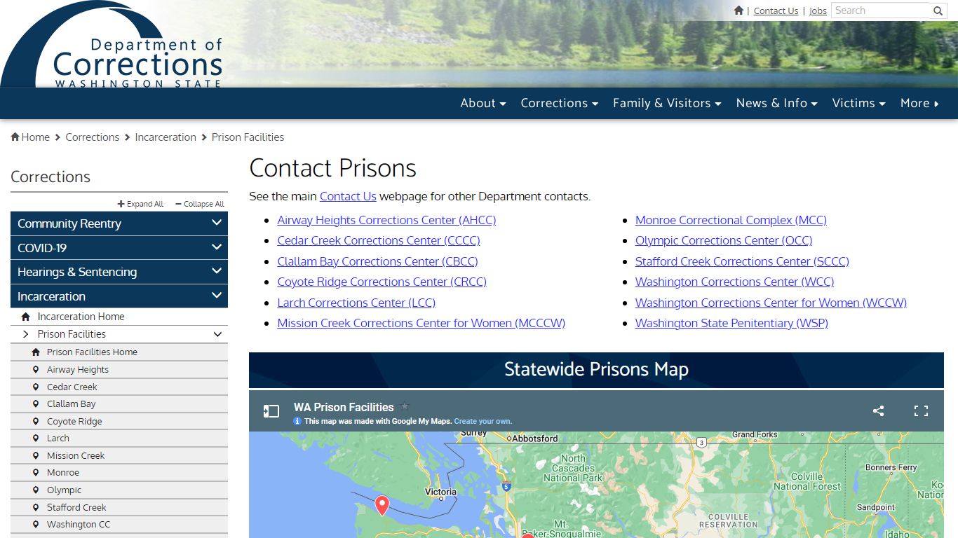 Contact Prisons | Washington State Department of Corrections